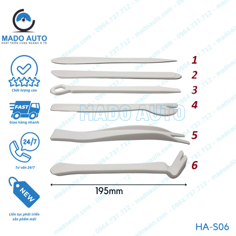 Bộ Thanh Nạy Nhựa Cao Cấp HAMEI Chính Hãng 6 Chi Tiết Cậy Chốt Nở Nhựa Nội Thất Xe Ô Tô MA