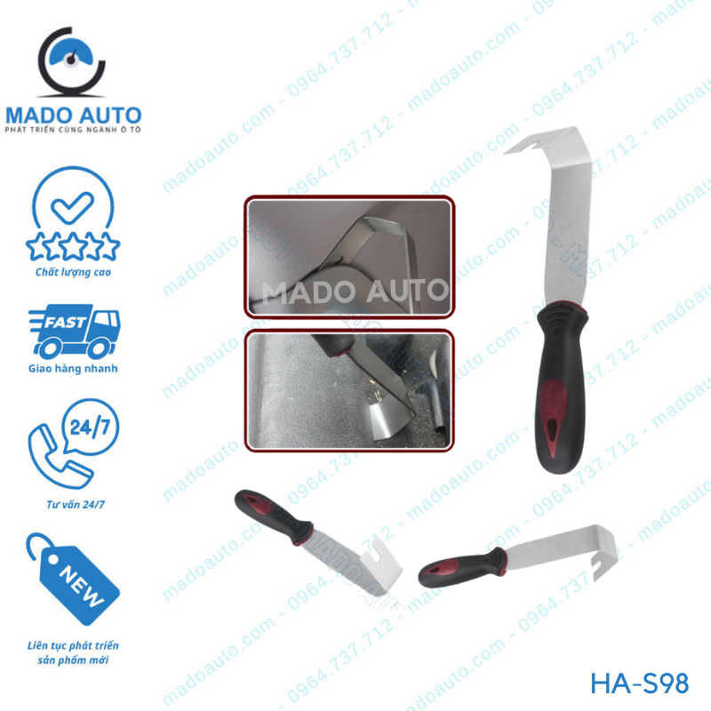 Bộ 5 Dụng Cụ Làm Nội Thất Ô Tô HAMEI Chính Hãng Inox Không Gỉ Mạ Đẹp Có Tay Cầm Nhựa MADO