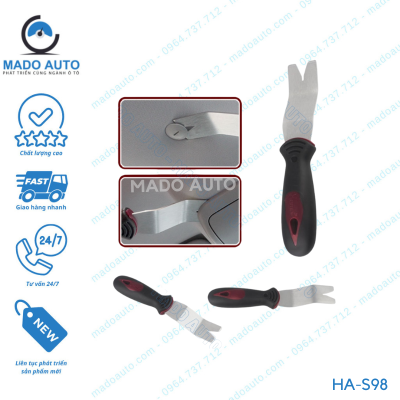 Bộ 5 Dụng Cụ Làm Nội Thất Ô Tô HAMEI Chính Hãng Inox Không Gỉ Mạ Đẹp Có Tay Cầm Nhựa MADO
