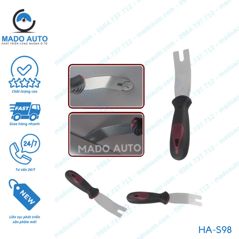 Bộ 5 Dụng Cụ Làm Nội Thất Ô Tô HAMEI Chính Hãng Inox Không Gỉ Mạ Đẹp Có Tay Cầm Nhựa MADO