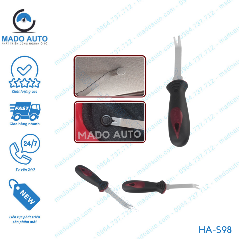 Bộ 5 Dụng Cụ Làm Nội Thất Ô Tô HAMEI Chính Hãng Inox Không Gỉ Mạ Đẹp Có Tay Cầm Nhựa MADO