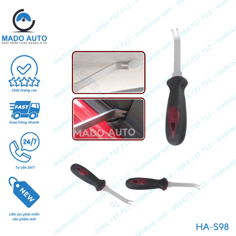 Bộ 5 Dụng Cụ Làm Nội Thất Ô Tô HAMEI Chính Hãng Inox Không Gỉ Mạ Đẹp Có Tay Cầm Nhựa MADO