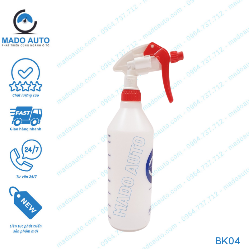 Bình Xịt Phun Sương 750ml Vòi Đỏ Cao Cấp MADO AUTO [KB04]