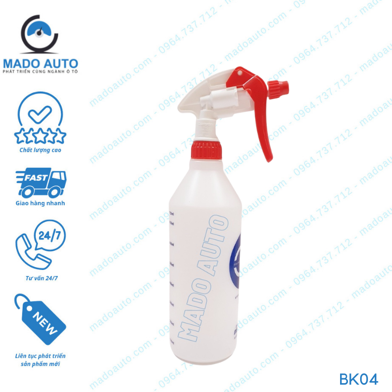 Bình xịt phun sương 750ml vòi đỏ cao cấp MADO AUTO [KB04]